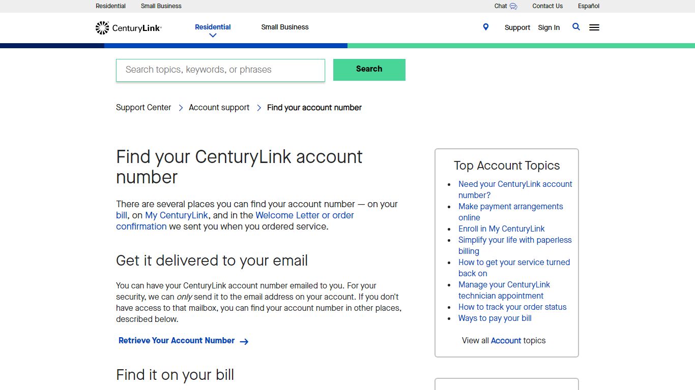 Find Your Account Number | CenturyLink